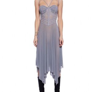 NWT: Dolls Kill Lavender Corset Asymmetrical Mesh Midi